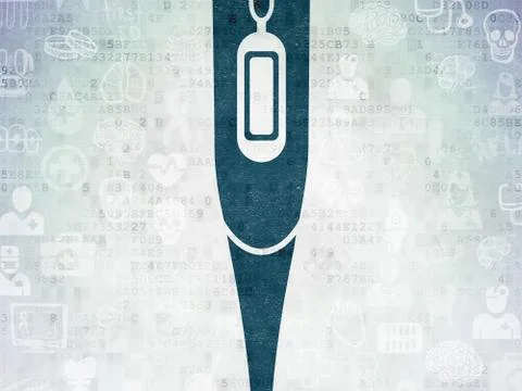 Medicine concept: Thermometer on Digital Data Paper background Stock Illustration