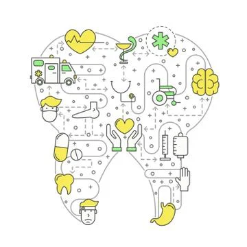 Medicine concept vector flat line art illustration 스톡 일러스트