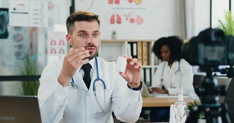 Medicine concept where good-looking positive experienced bearded medical Stock Footage 159798311