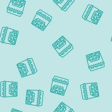 Medicine containers garbage line vector seamless pattern Stock Illustration