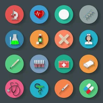 Medicine flat icons set Stock Illustration