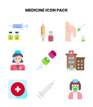 Medicine Flat Vector Icons Pack Illustrazione stock