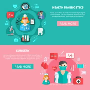 Medicine Horizontal Flat Banners Stock-Illustration