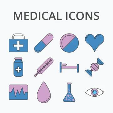 Medicine icon set Stock Illustration