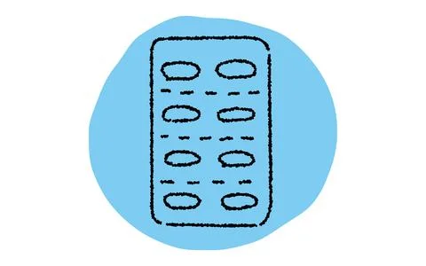 Medicine icon in a simple plastic case, pencil writing style Illustrazione stock