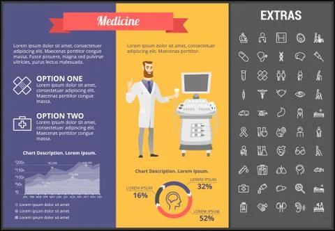 Medicine infographic template, elements and icons. Stockillustratie
