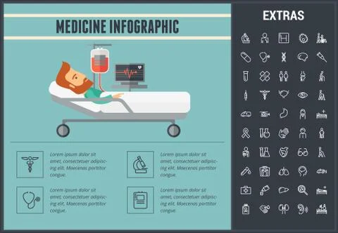 Medicine infographic template, elements and icons. Stock Illustration