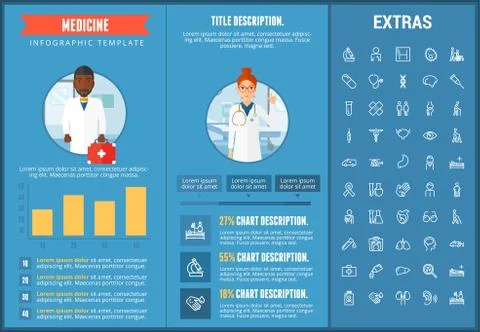 Medicine infographic template, elements and icons. イラスト素材