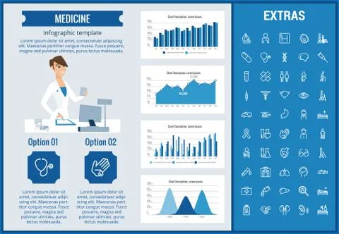 Medicine infographic template, elements and icons. Stock Illustration
