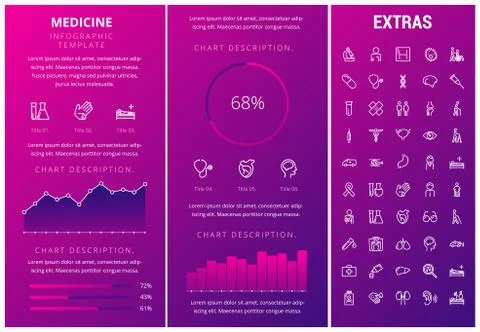 Medicine infographic template, elements and icons. Stock Illustration