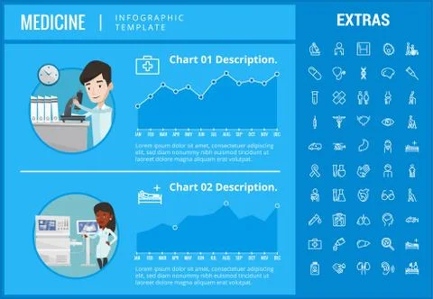 Medicine infographic template, elements and icons. Stock Illustration