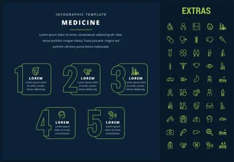Medicine infographic template, elements and icons. Stock Illustration