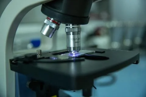 Medicine laboratory. Microscope. Stock Photos