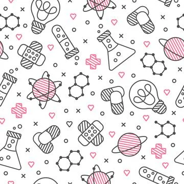 Medicine light pattern doodle cute icons of traditional medicine elements Illustrazione stock
