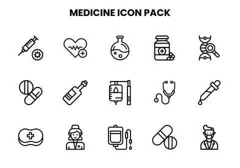 Medicine Line Graphics Icons Pack Stock Illustration