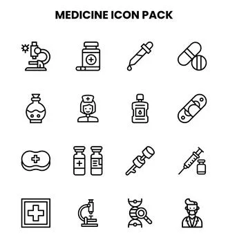 Medicine Line Vector Icons Pack Illustrazione stock