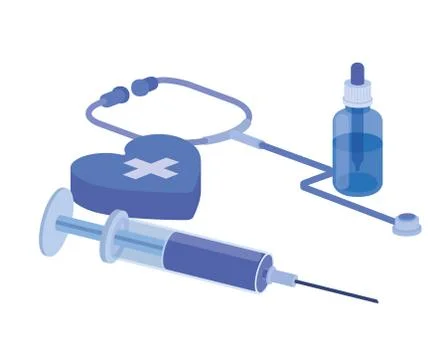Medicine objects on white background Stock Illustration