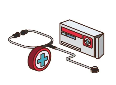 Medicine objects on white background Stock Illustration