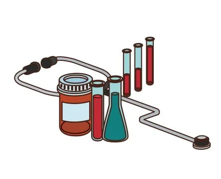 Medicine objects on white background Stock Illustration