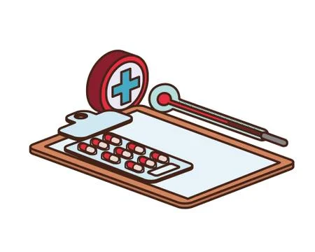 Medicine objects on white background Stock Illustration