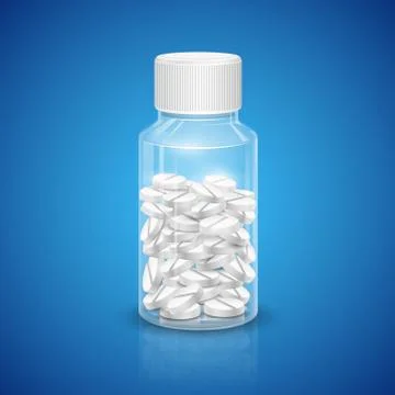 Medicine Pill in Transparent Bottle Stock Illustration