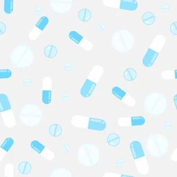 Medicine pills seamless vector pattern. Pills, drugs and vitamins Stock Illustration