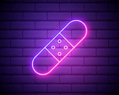 Medicine plaster line icon. Elements of Medicine in neon style icons. Simple  Stock Illustration