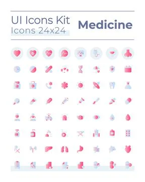Medicine related flat gradient two-color ui icons set Stockillustratie