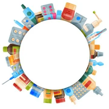 Medicine round pattern vector illustration. Medicine, pharmacy, hospital set of Stock Illustration