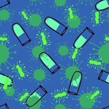 Medicine seamless bacteria pattern for wrapping paper and fabrics and linens Stock Illustration