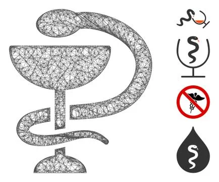 Medicine Snake Emblem Web Vector Mesh Illustration Illustrazione stock