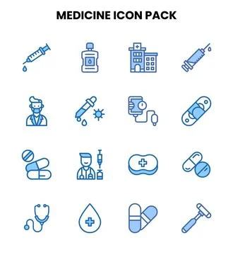 Medicine Two Colour Bundle Icons Pack Stock Illustration