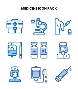 Medicine Two Colour Bundle Icons Pack Stock Illustration