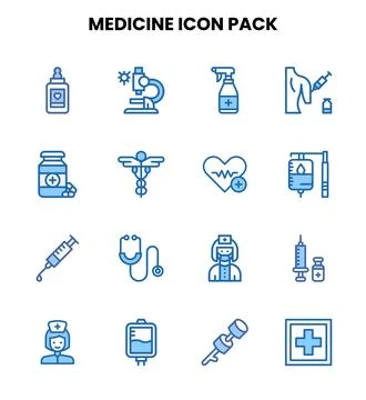 Medicine Two Colour Vector Icons Pack Stock Illustration