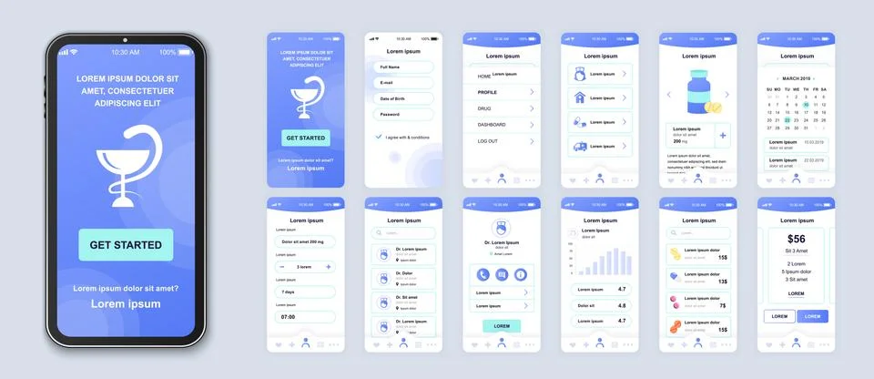 Medicine UI smartphone interface vector Stock Illustration