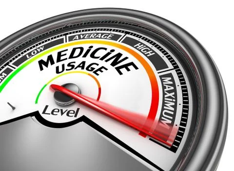Medicine use level to maximum conceptual meter Stock Illustration