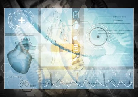 Medicine user interface, 3D rendering Stock Illustration