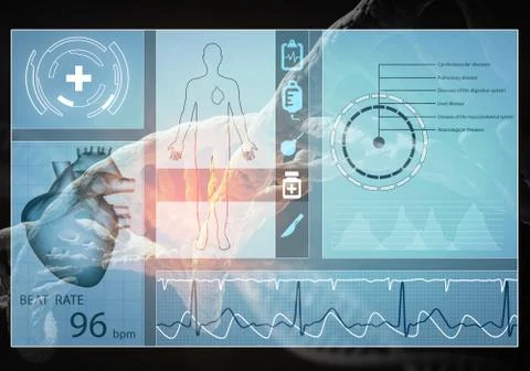 Medicine user interface, 3D rendering Illustrazione stock
