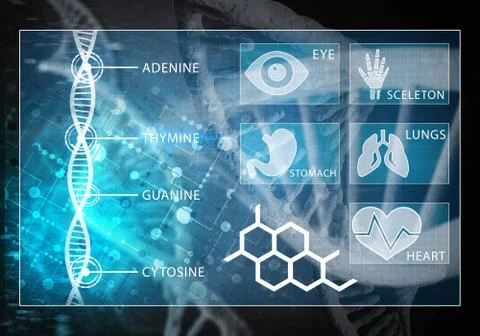 Medicine user interface, 3D rendering Illustrazione stock