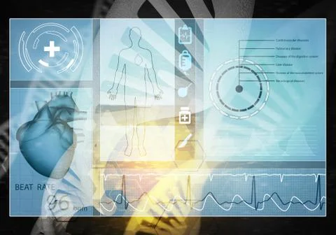 Medicine user interface, 3D rendering Stockillustratie
