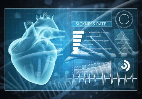Medicine user interface, 3D rendering Stock Illustration