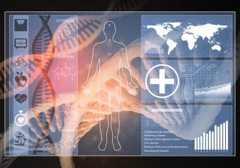 Medicine user interface, 3D rendering Illustrazione stock