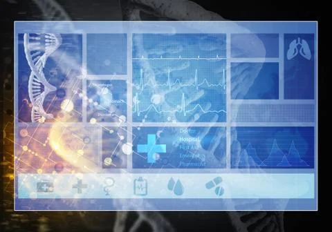 Medicine user interface, 3D rendering Stockillustratie