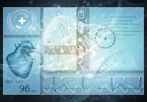 Medicine user interface, 3D rendering Stock Illustration