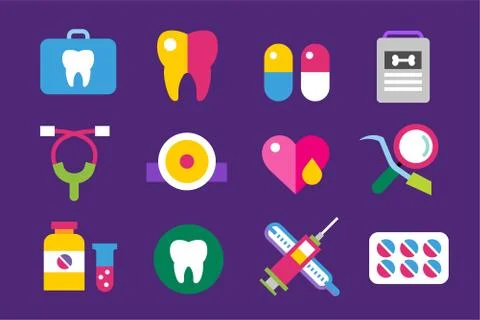 Medicine vector icons set. Doctors tools for health care Illustrazione stock