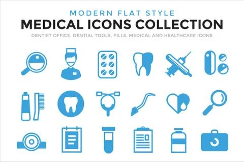 Medicine vector icons set. Doctors tools for health care Illustrazione stock