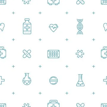 Medicine vector seamless pattern with medical equipment elements. 스톡 일러스트