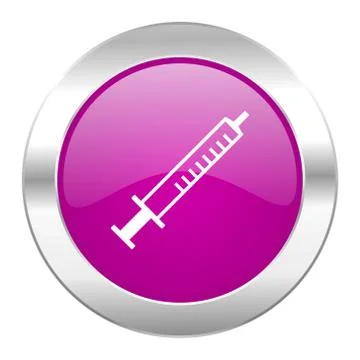 Medicine violet circle chrome web icon isolated. Stock Illustration