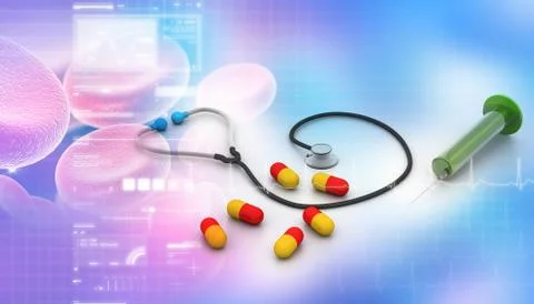 Medicines in abstract background. Stock Illustration