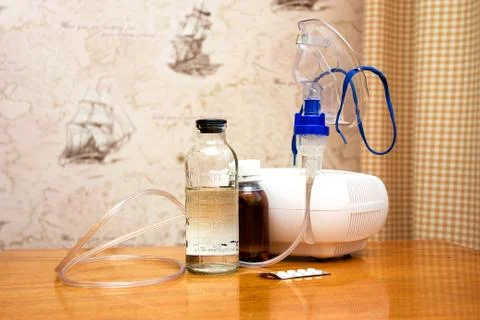 Medicines and apparatus for treatment of bronchitis in the outpatient setting Stock Photos